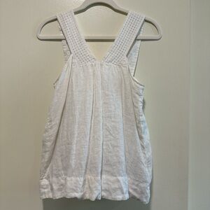 J.Crew 100% Linen White Eyelet Sleeveless Top